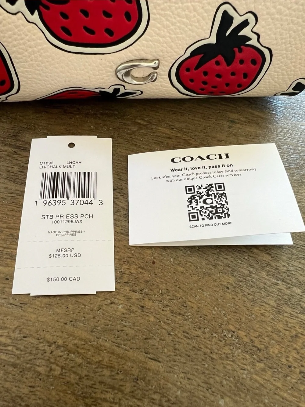 Coach Strawberry Print Cosmetic Bag Pouch